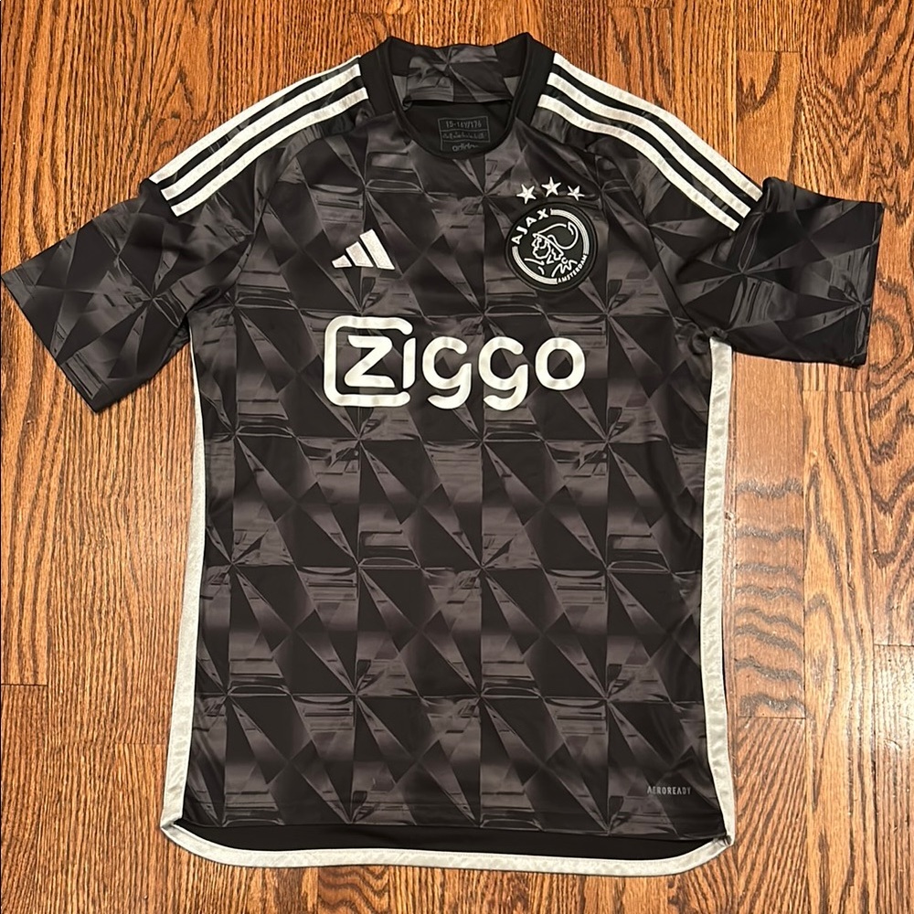 Black and White Amsterdam Ajax Ziggo Soccer Jersey